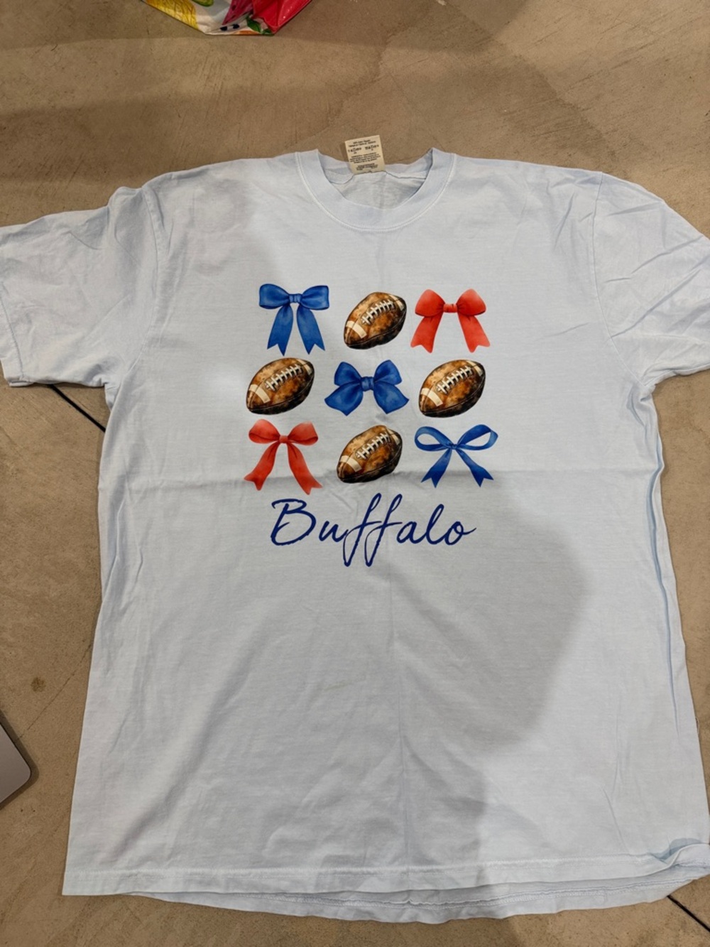 Buffalo Football Bow Graphic Tee - Light Blue